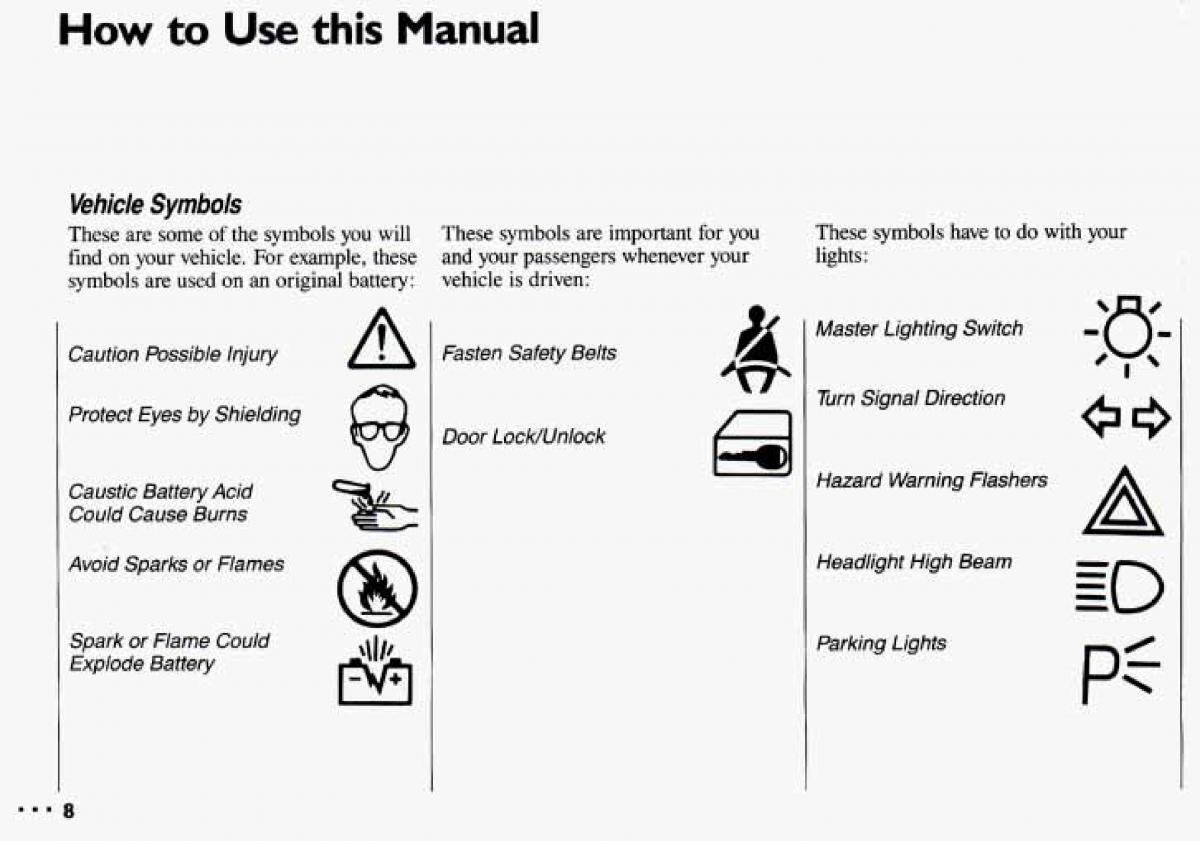 manual  Chevrolet Cavalier II 2 owners manual / page 10