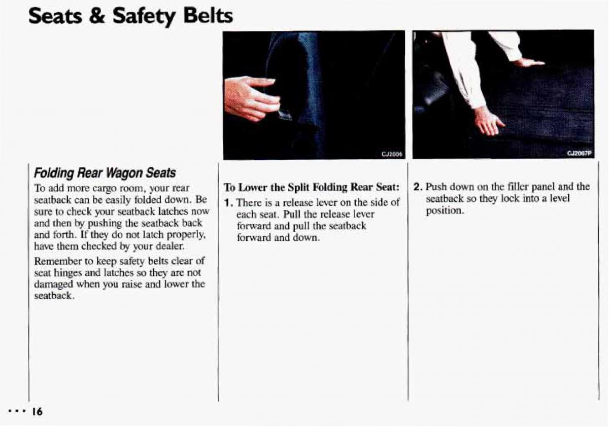 Chevrolet Cavalier II 2 owners manual / page 18