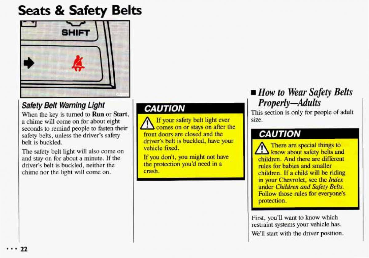 manual  Chevrolet Cavalier II 2 owners manual / page 24