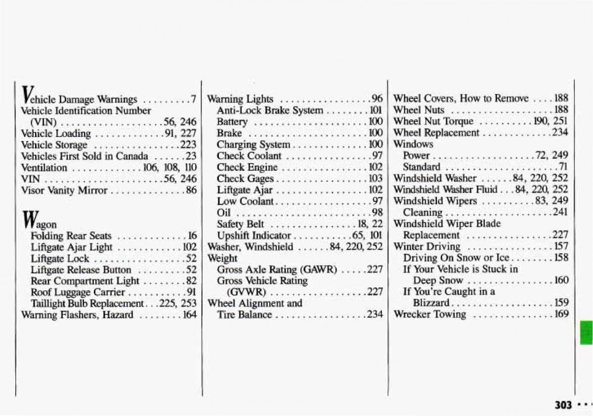manual  Chevrolet Cavalier II 2 owners manual / page 305
