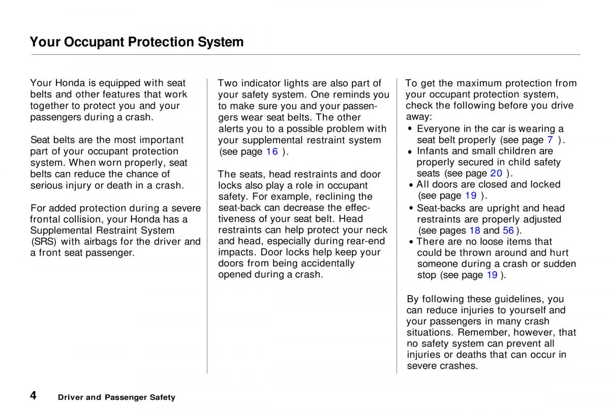 Honda CR V owners manual / page 6