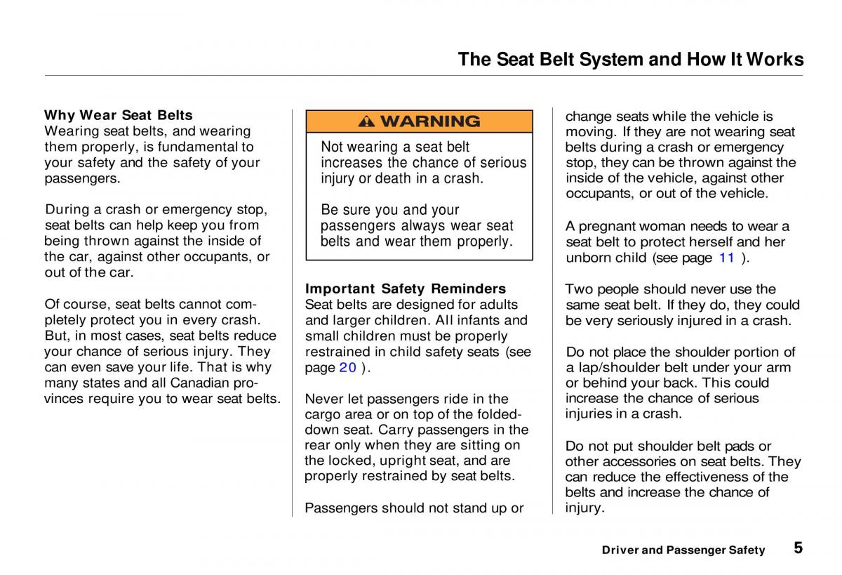 Honda CR V owners manual / page 7