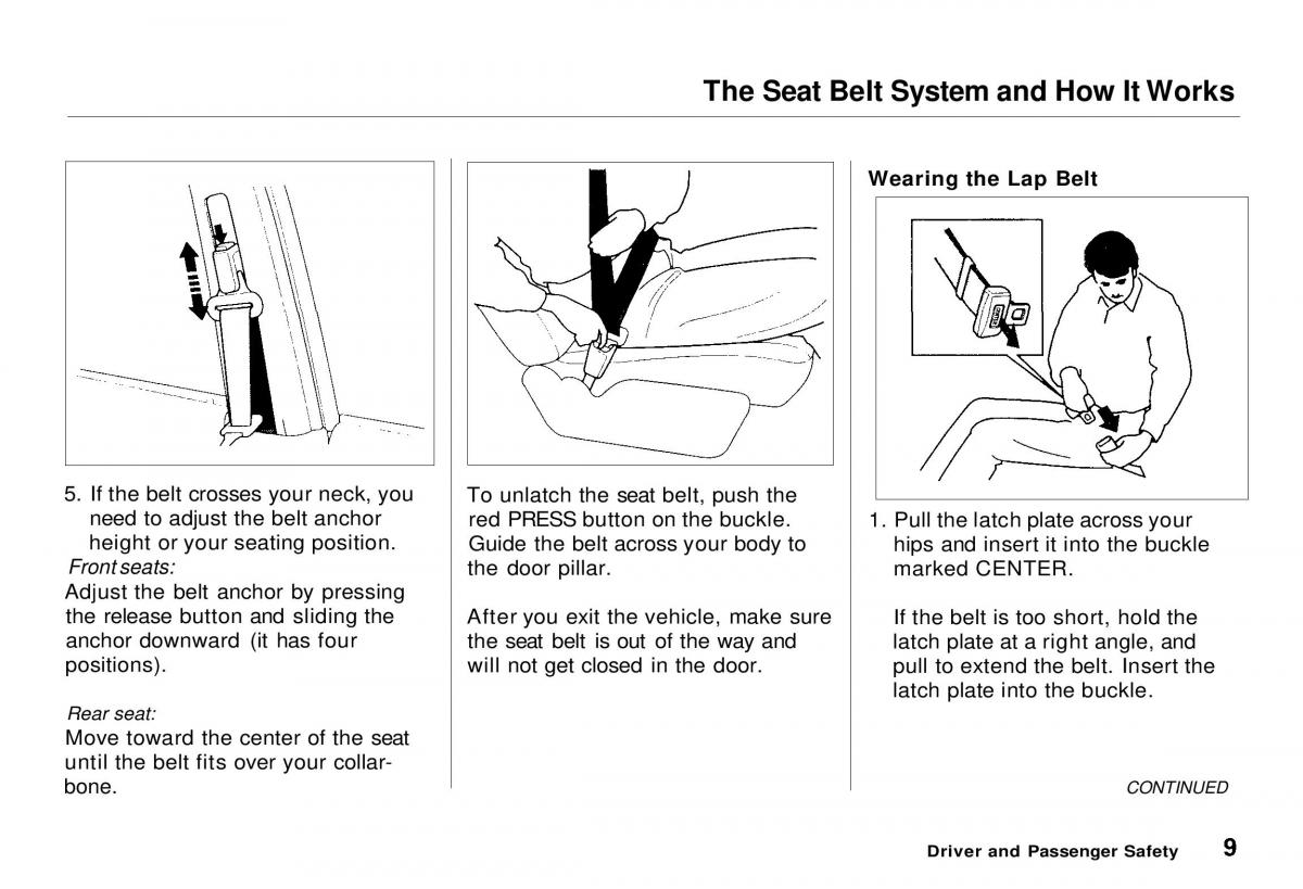 Honda CR V owners manual / page 11