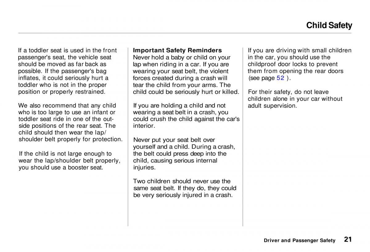 Honda CR V owners manual / page 23
