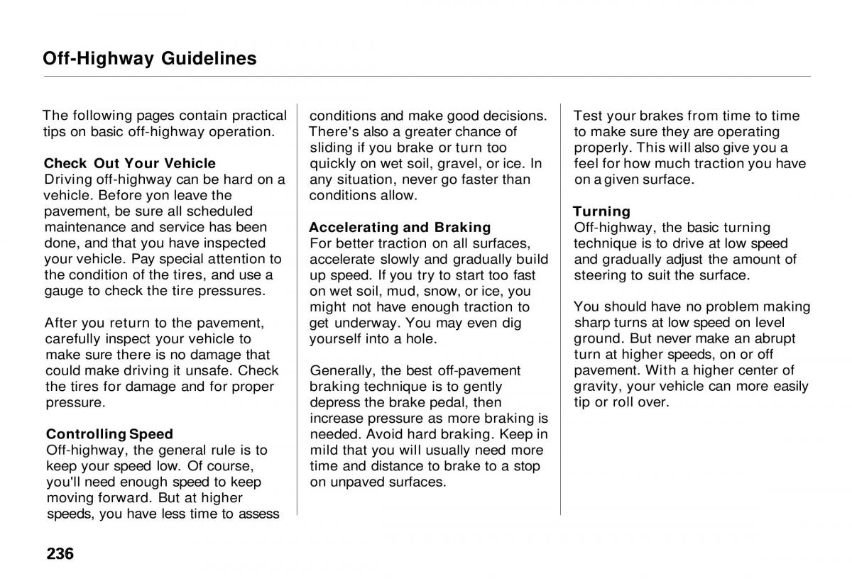 Honda CR V owners manual / page 234