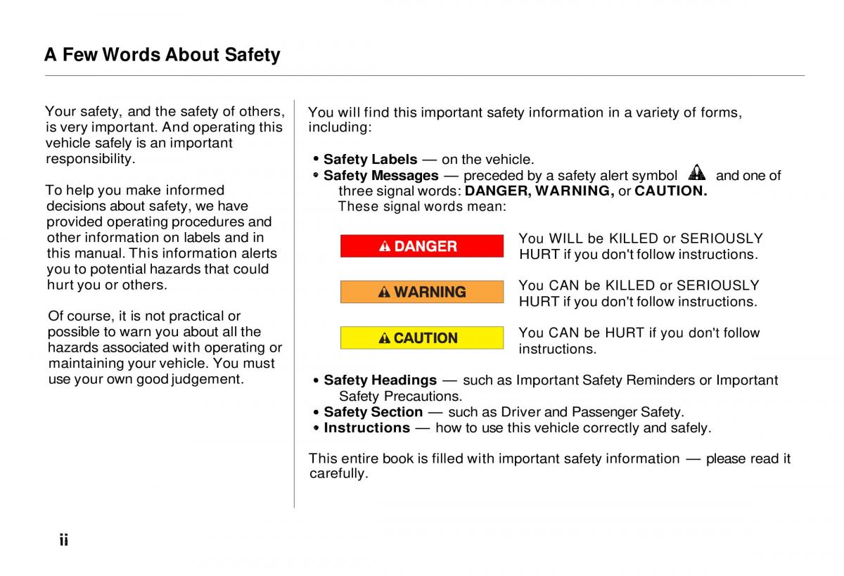 Honda CR V owners manual / page 3
