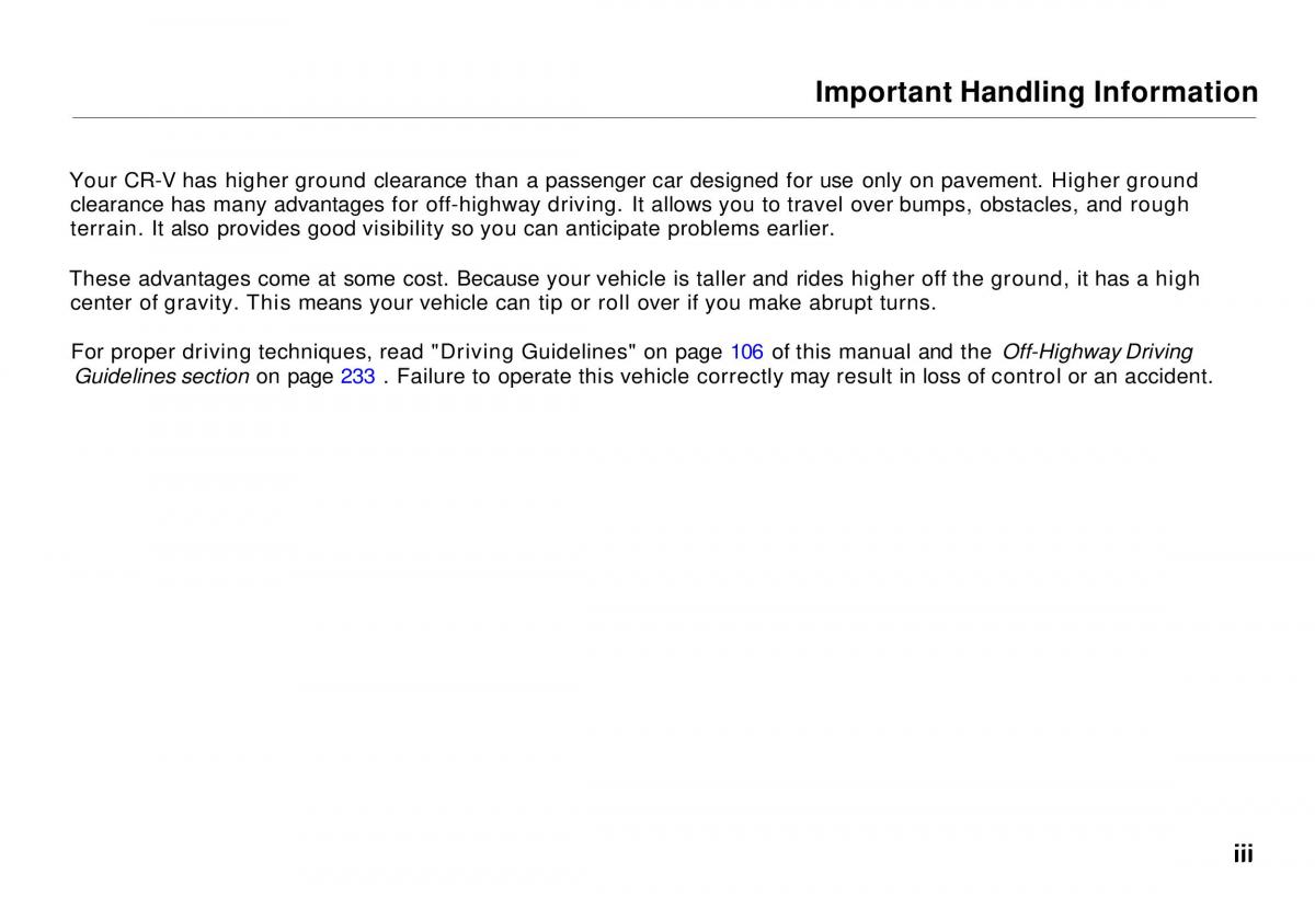 Honda CR V owners manual / page 4