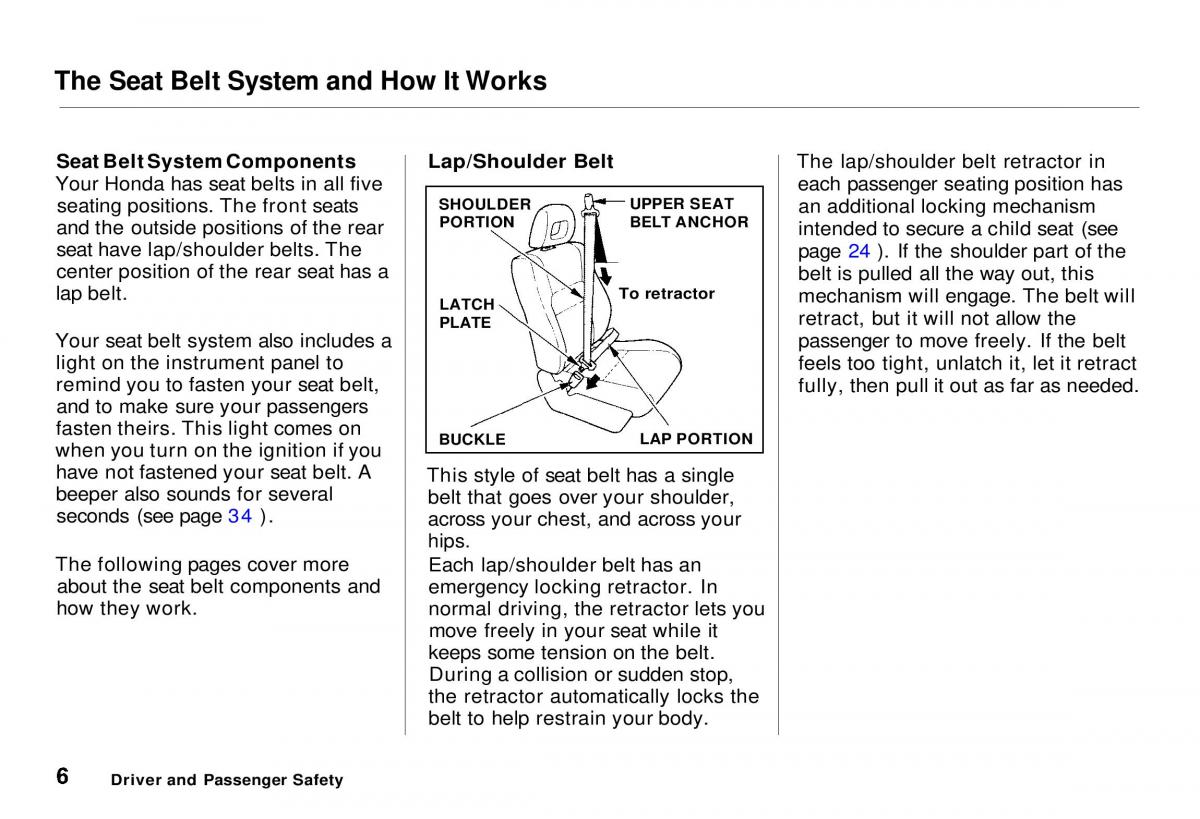 Honda CR V owners manual / page 8
