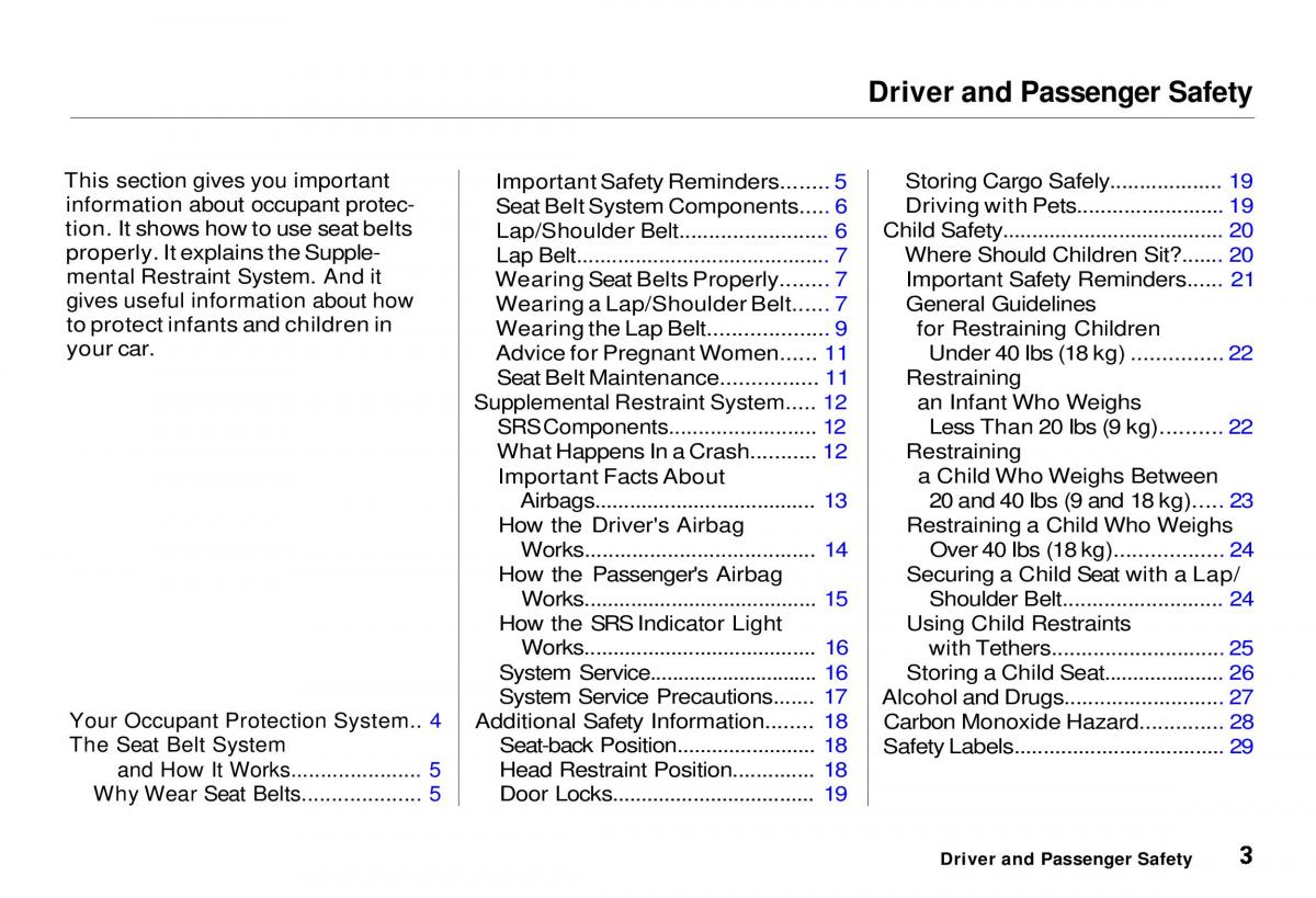 Honda CR V owners manual / page 5
