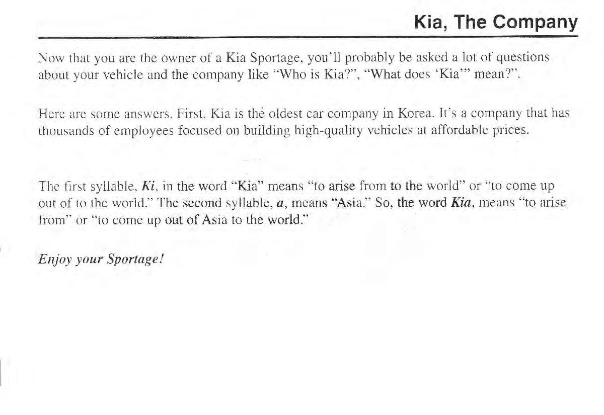 Kia Sportage I 1 owners manual / page 2