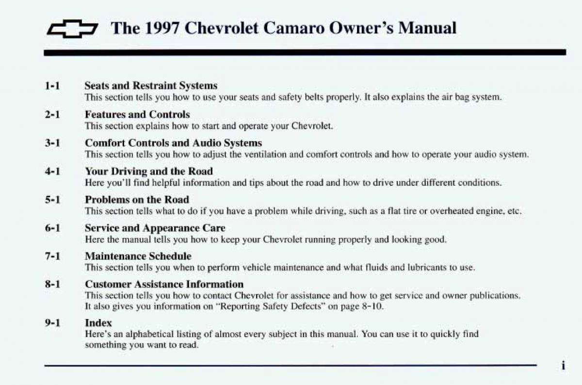 Chevrolet Camaro IV 4 owners manual / page 3