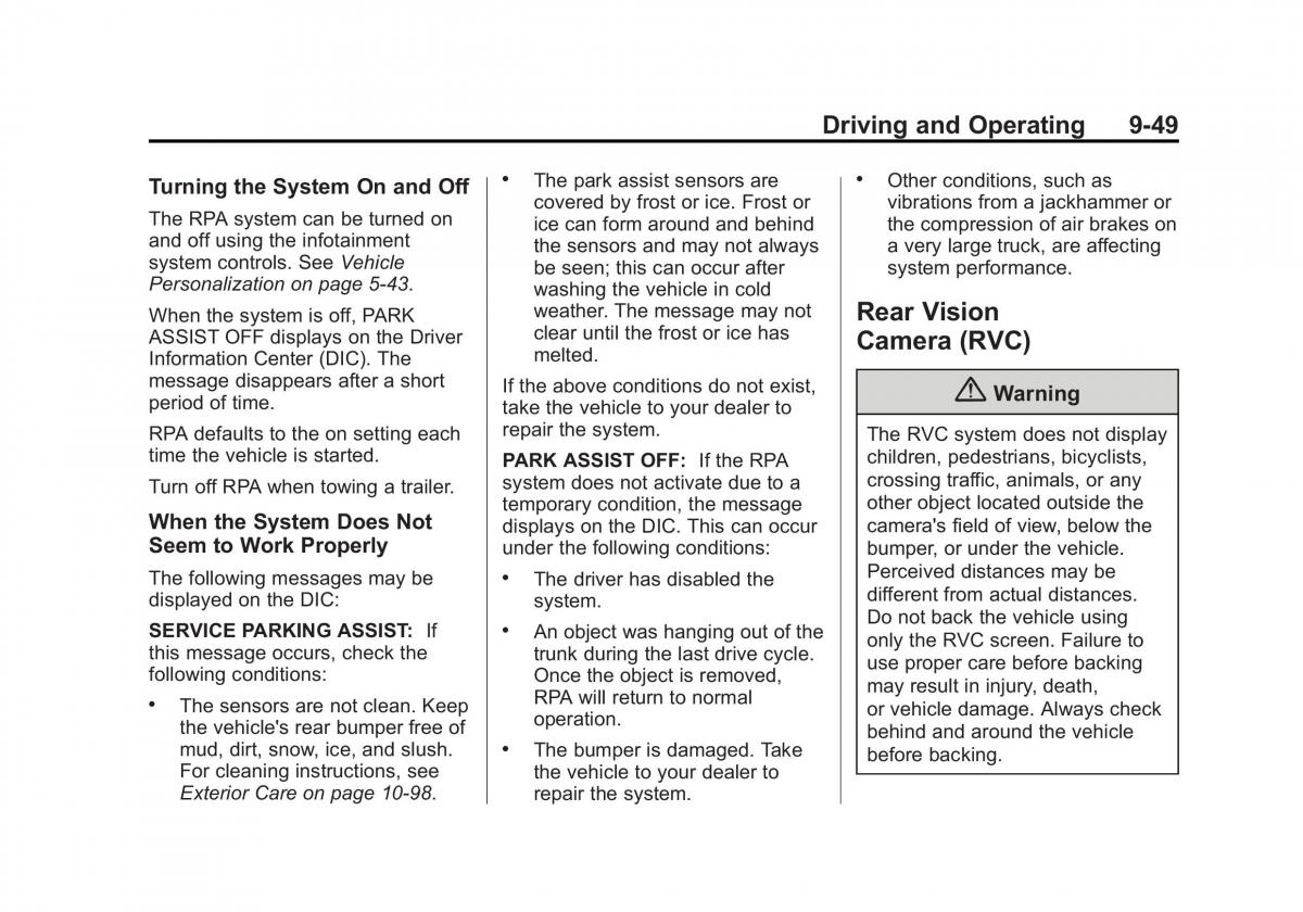 Chevrolet Camaro V 5 owners manual / page 250