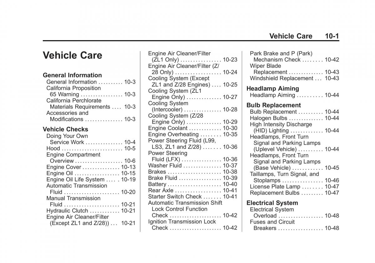 Chevrolet Camaro V 5 owners manual / page 264