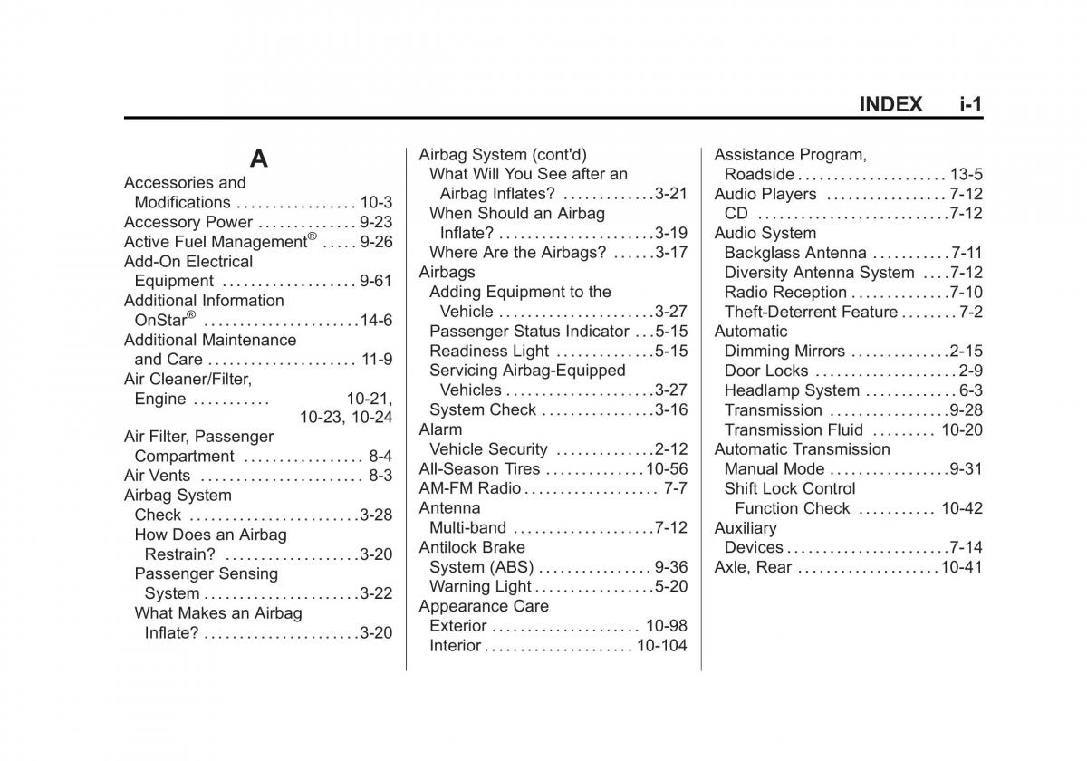 Chevrolet Camaro V 5 owners manual / page 422