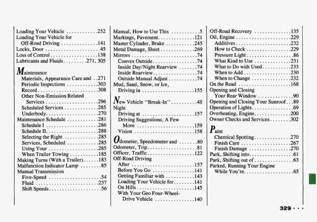 Chevrolet Tracker owners manual / page 331