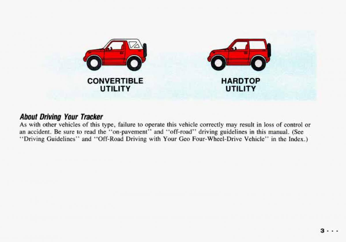 manual  Chevrolet Tracker owners manual / page 5