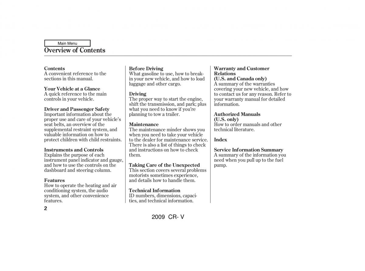manual  Honda CR V III 3 owners manual / page 6