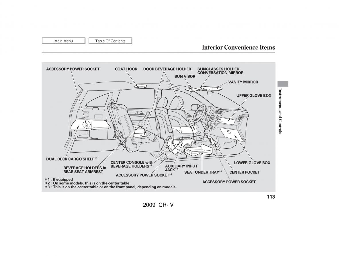 Honda CR V III 3 owners manual / page 117
