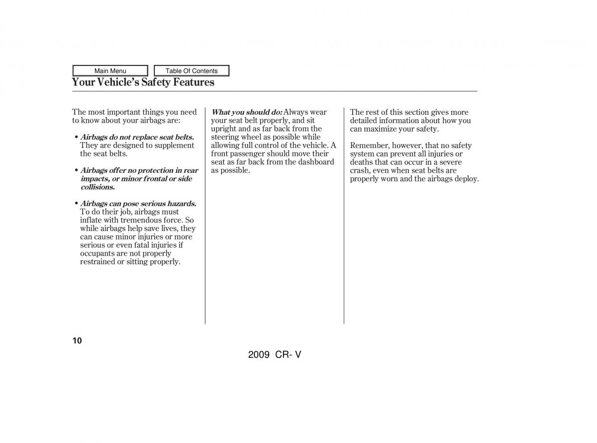 Honda CR V III 3 owners manual / page 14