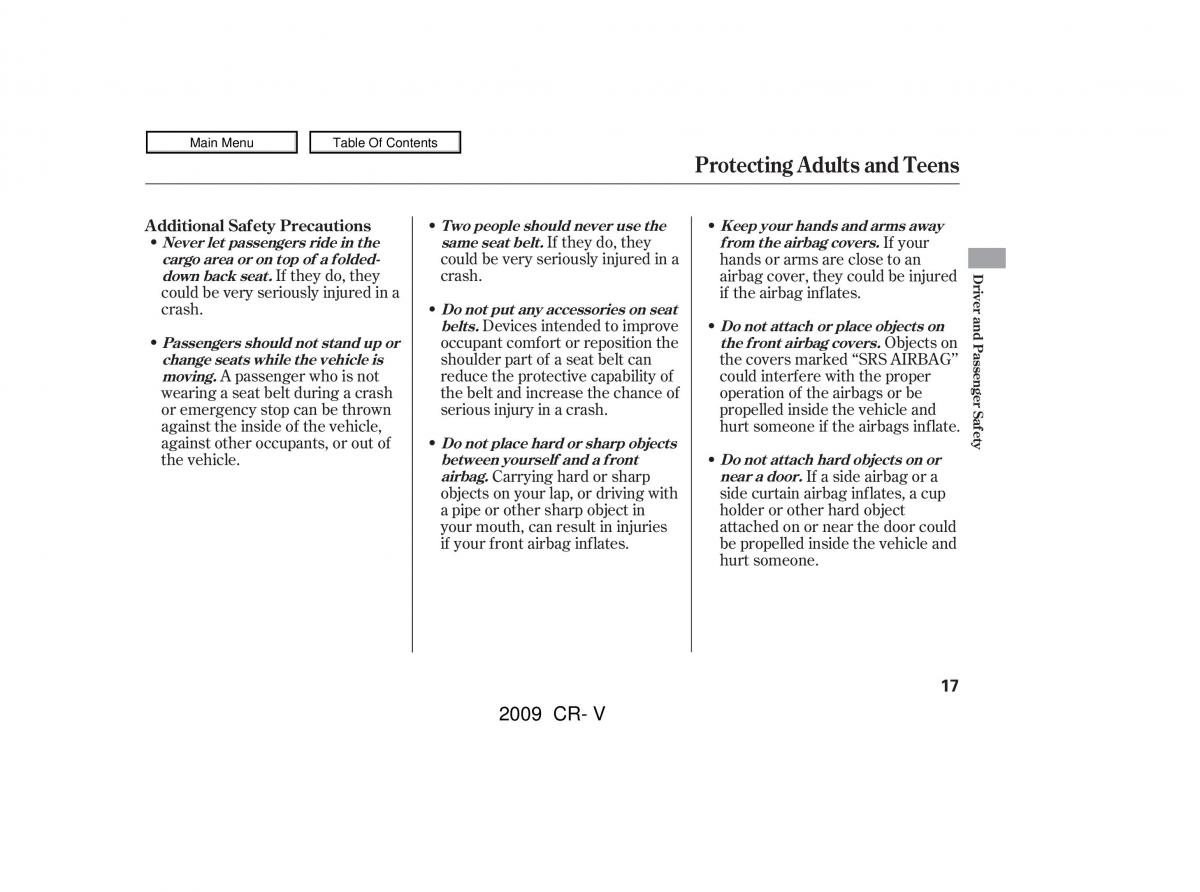 manual  Honda CR V III 3 owners manual / page 21