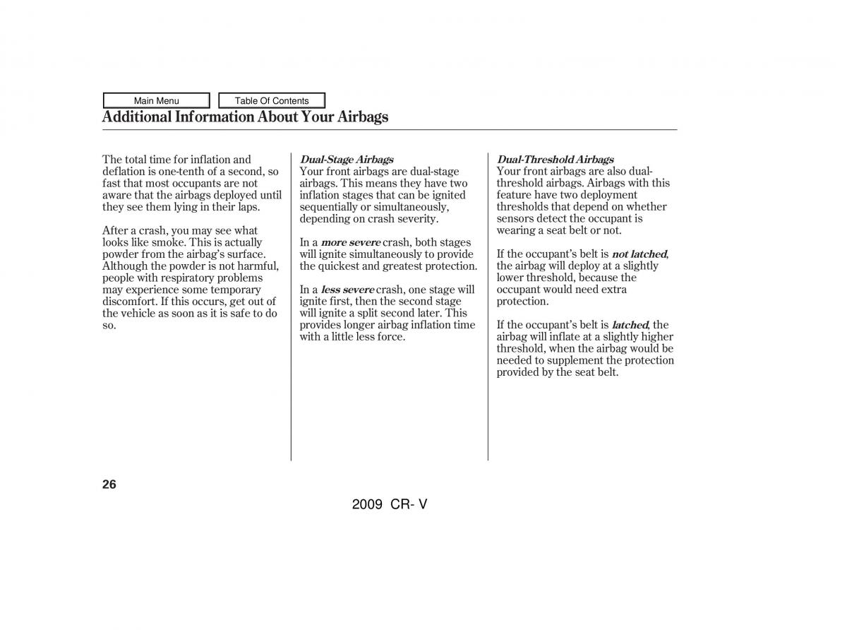 Honda CR V III 3 owners manual / page 30
