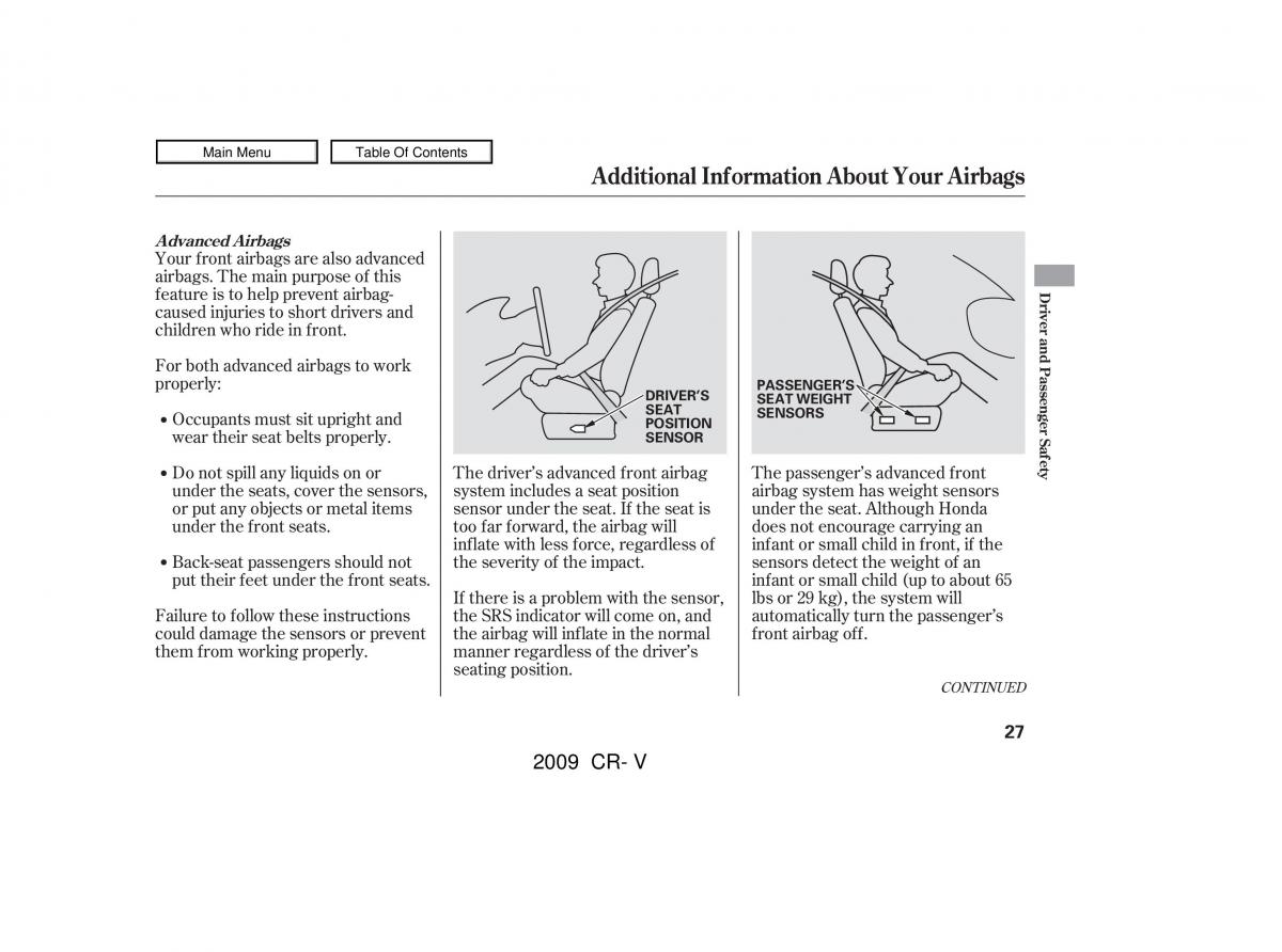 Honda CR V III 3 owners manual / page 31