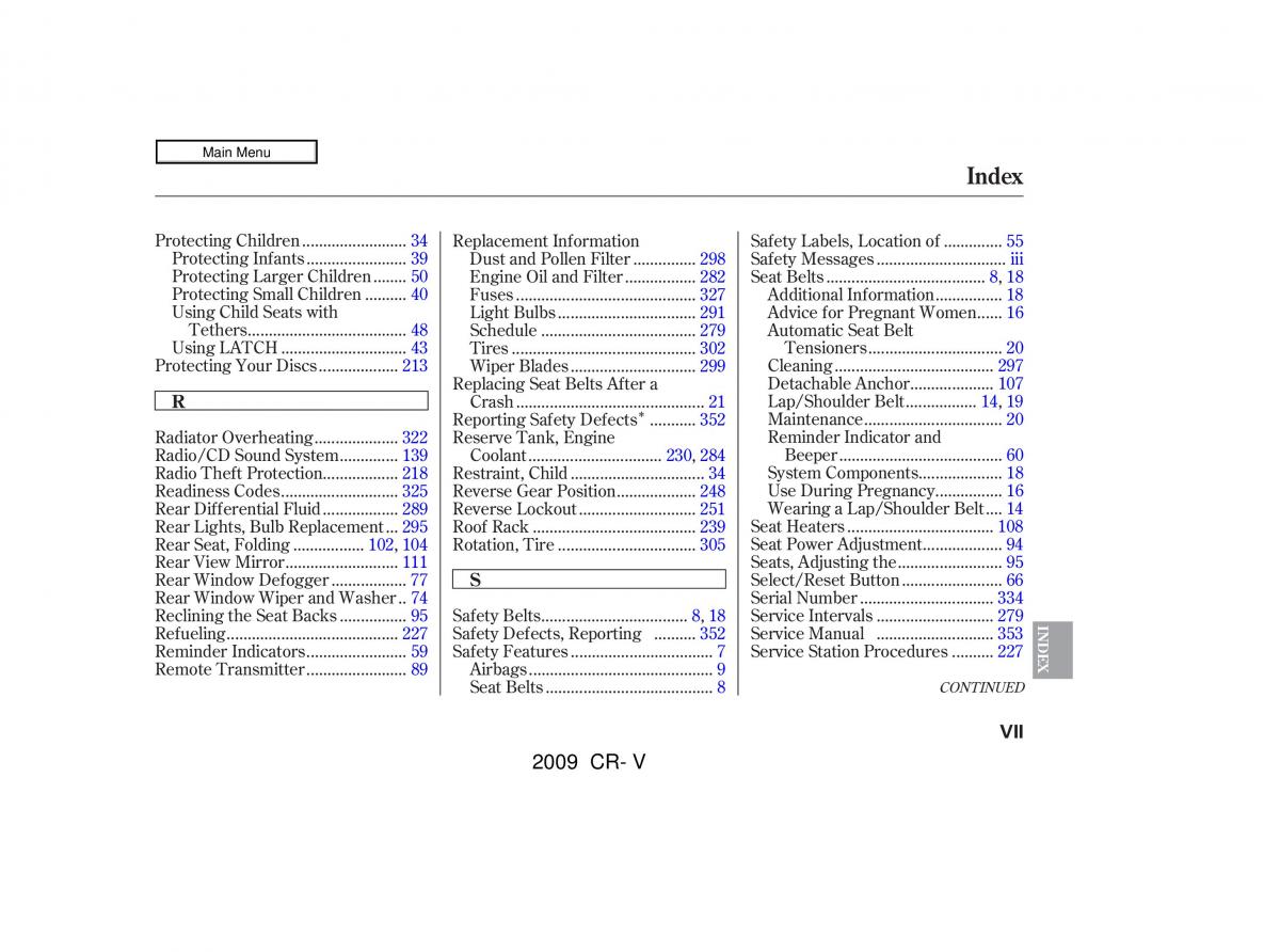 Honda CR V III 3 owners manual / page 365