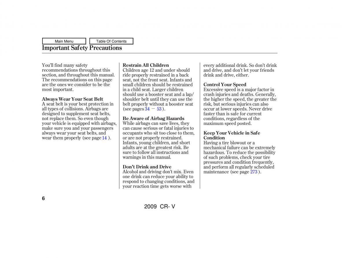 Honda CR V III 3 owners manual / page 10
