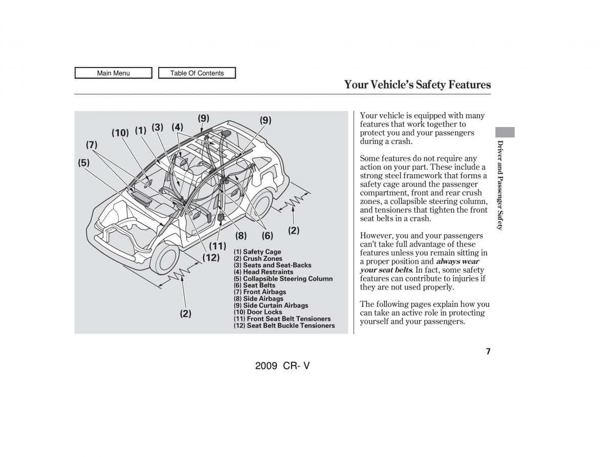 Honda CR V III 3 owners manual / page 11