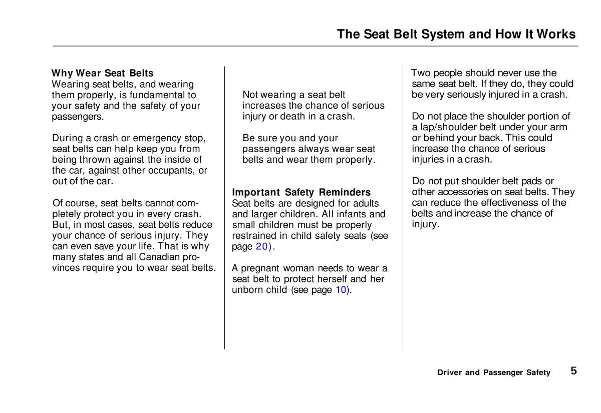 manual  Honda Civic VI 6 Hatchback owners manual / page 6