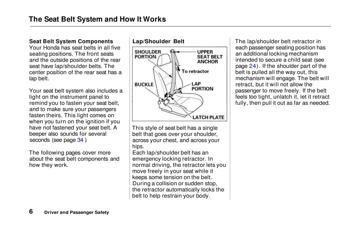 manual  Honda Civic VI 6 Hatchback owners manual / page 7