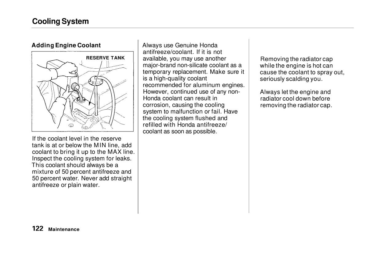 Honda Civic VI 6 Hatchback owners manual / page 117