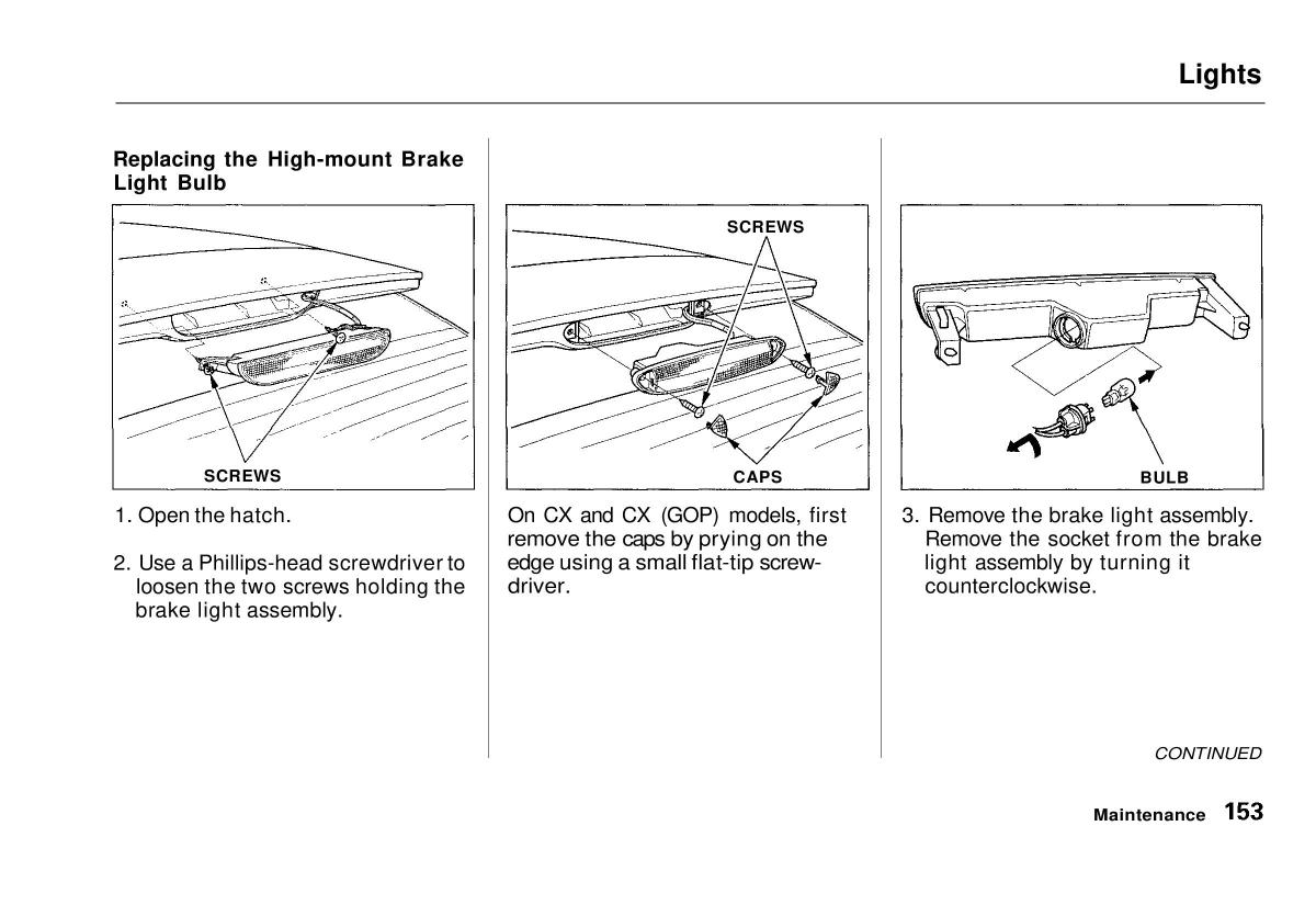 Honda Civic VI 6 Hatchback owners manual / page 148