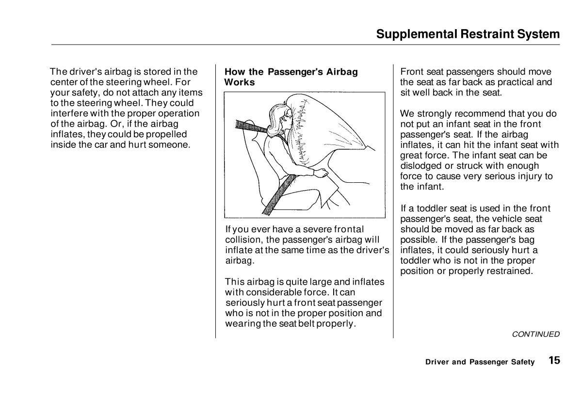 Honda Civic VI 6 Hatchback owners manual / page 16