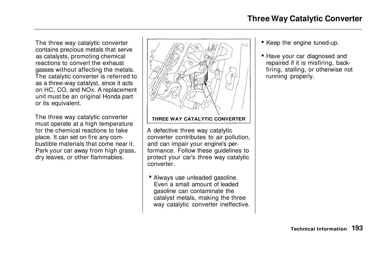 Honda Civic VI 6 Hatchback owners manual / page 188