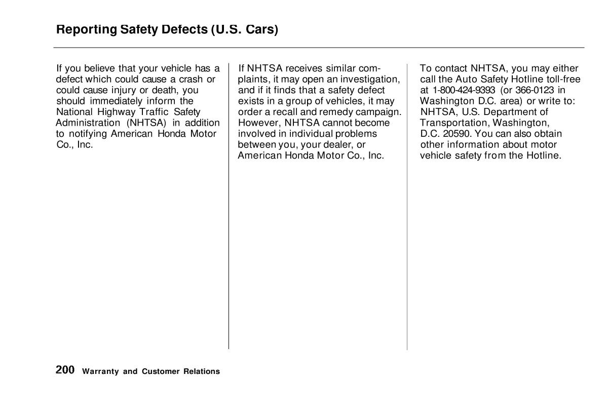 manual  Honda Civic VI 6 Hatchback owners manual / page 192