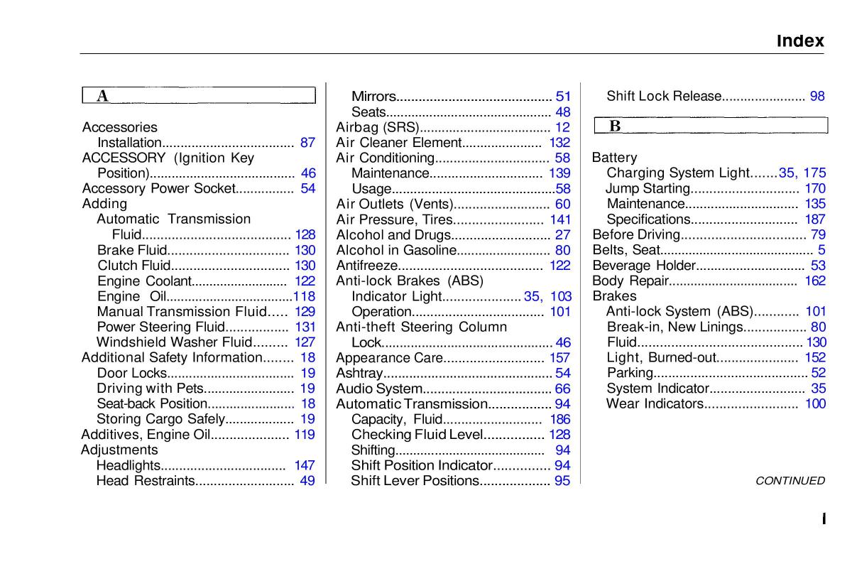 Honda Civic VI 6 Hatchback owners manual / page 193