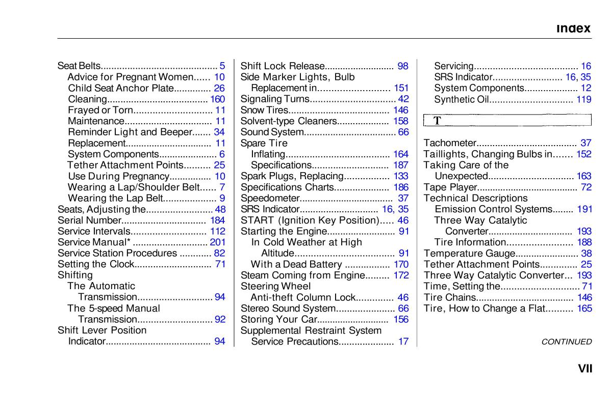 manual  Honda Civic VI 6 Hatchback owners manual / page 199