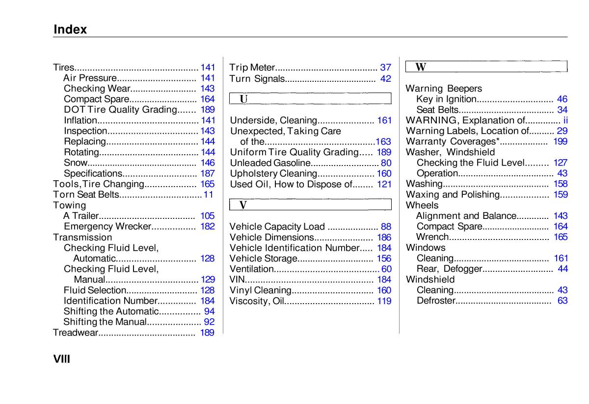 manual  Honda Civic VI 6 Hatchback owners manual / page 200