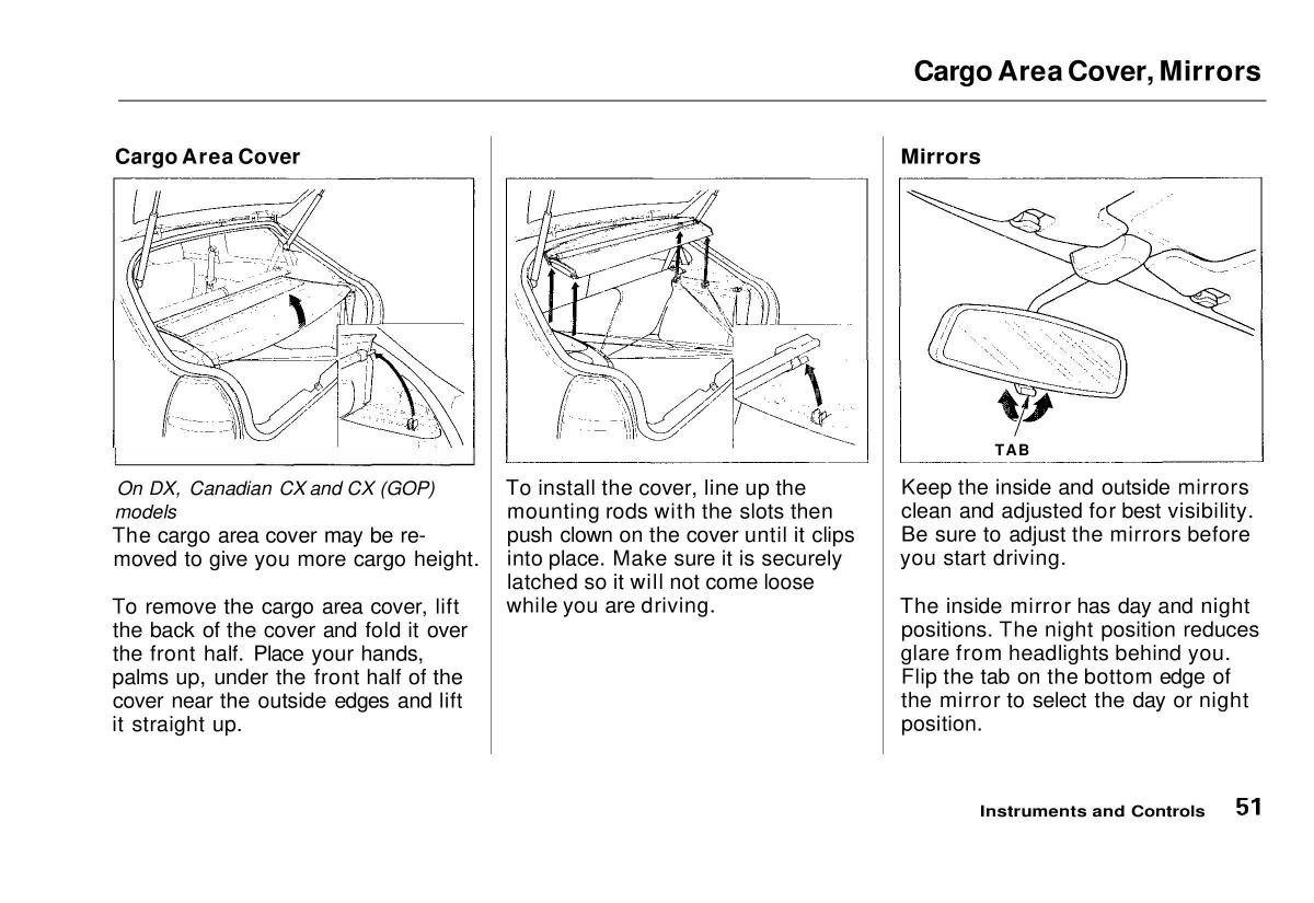 Honda Civic VI 6 Hatchback owners manual / page 48