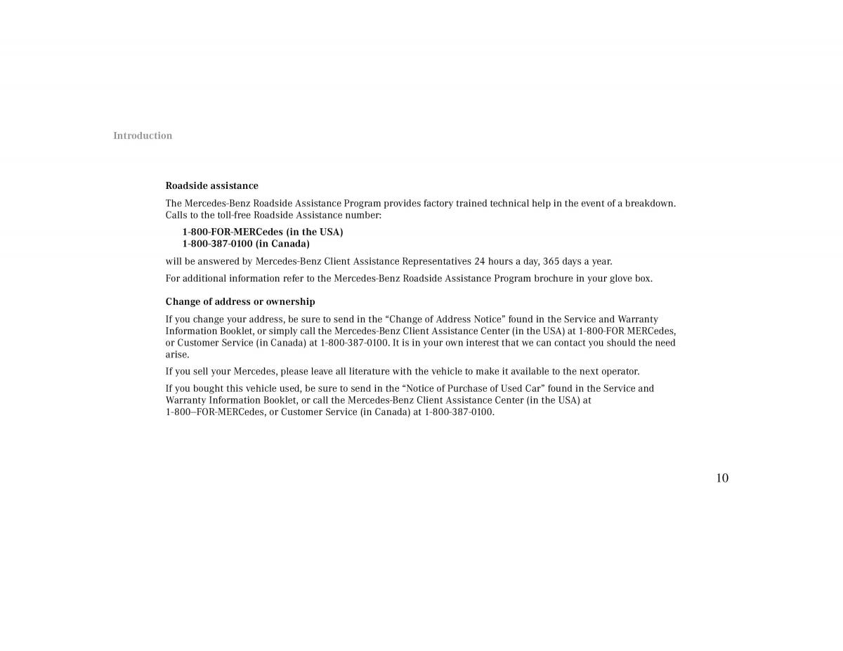 Mercedes Benz CLK 430 W208 owners manual / page 10