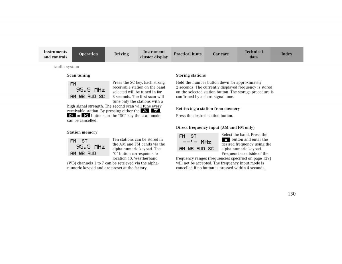 Mercedes Benz CLK 430 W208 owners manual / page 130