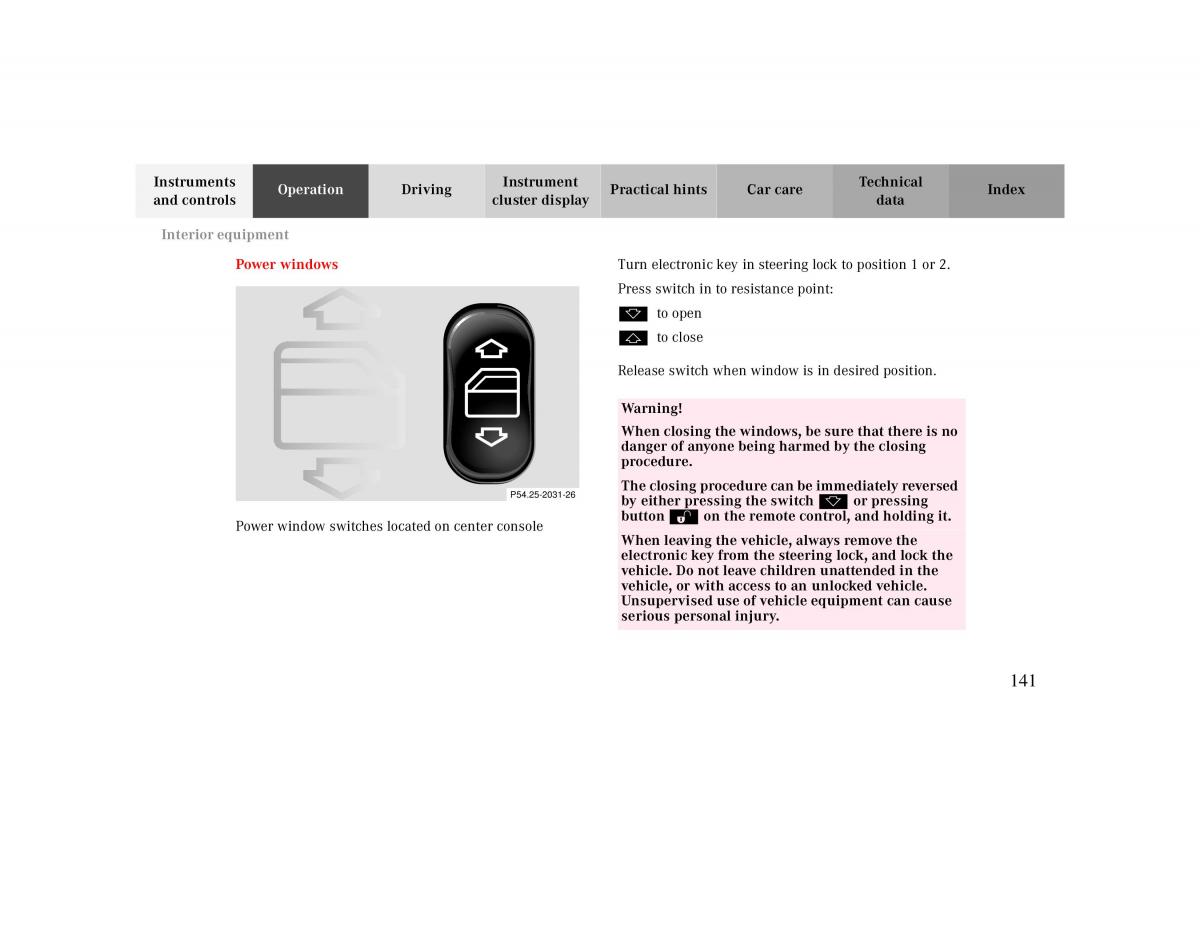 Mercedes Benz CLK 430 W208 owners manual / page 141