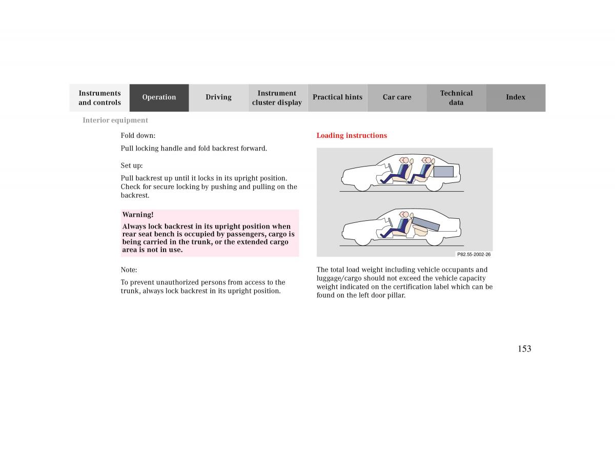 Mercedes Benz CLK 430 W208 owners manual / page 153