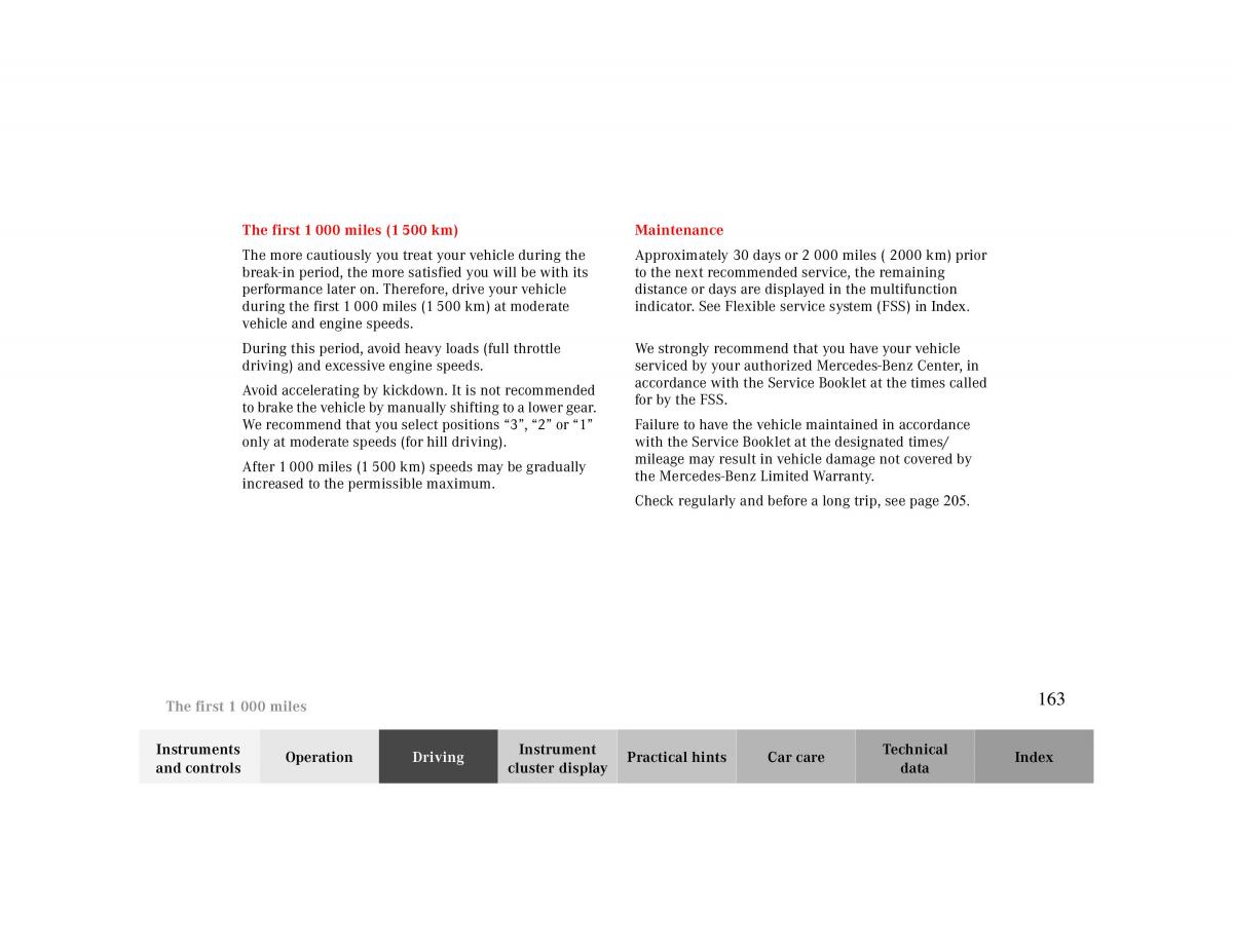 Mercedes Benz CLK 430 W208 owners manual / page 163