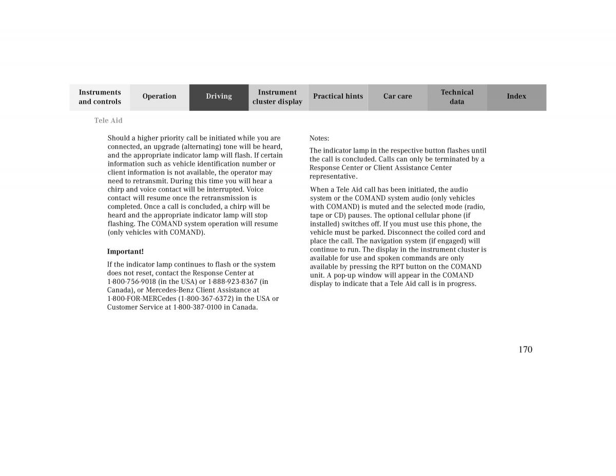 Mercedes Benz CLK 430 W208 owners manual / page 170