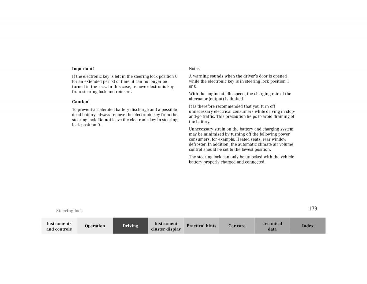Mercedes Benz CLK 430 W208 owners manual / page 173