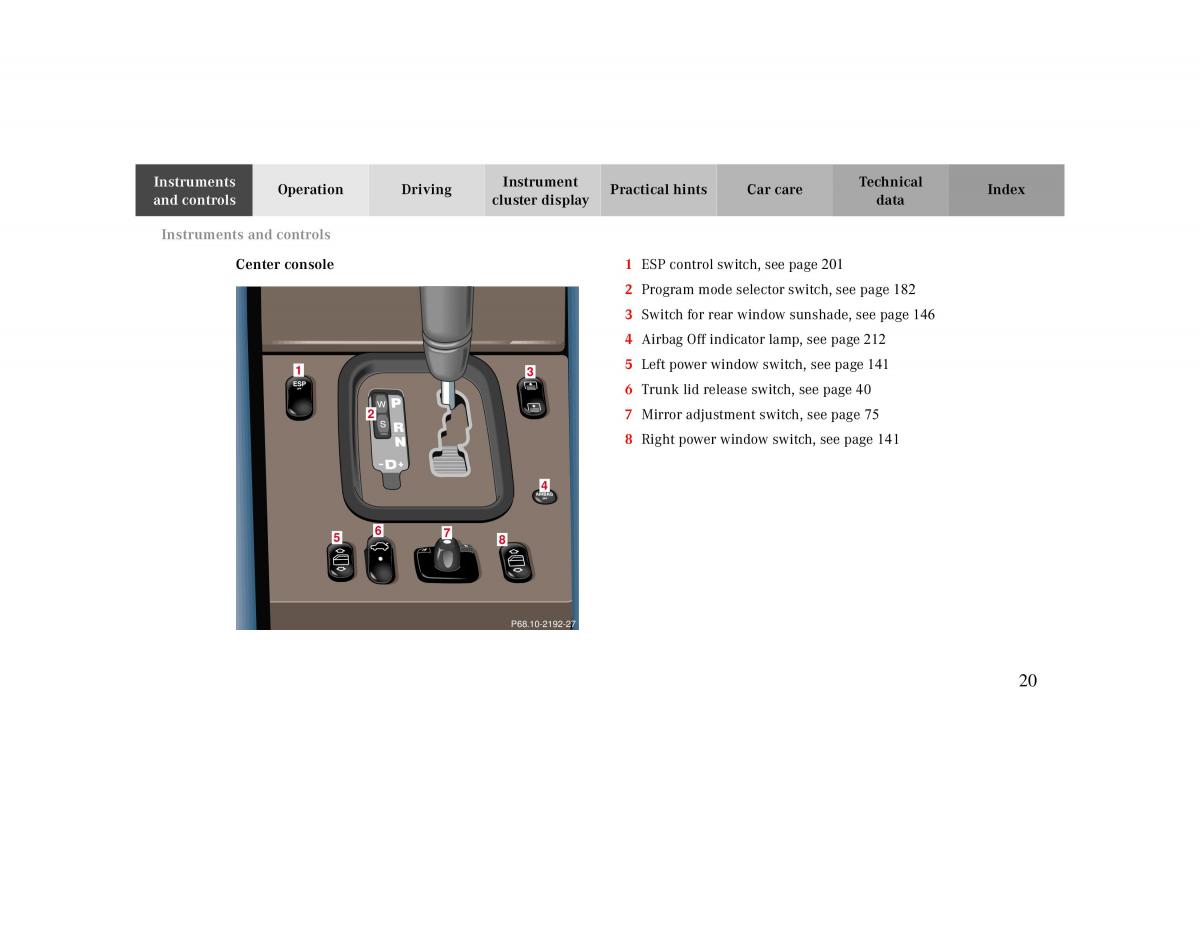 manual  Mercedes Benz CLK 430 W208 owners manual / page 20