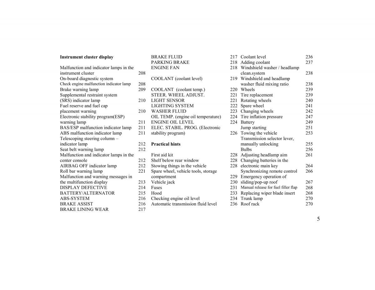 manual  Mercedes Benz CLK 430 W208 owners manual / page 5