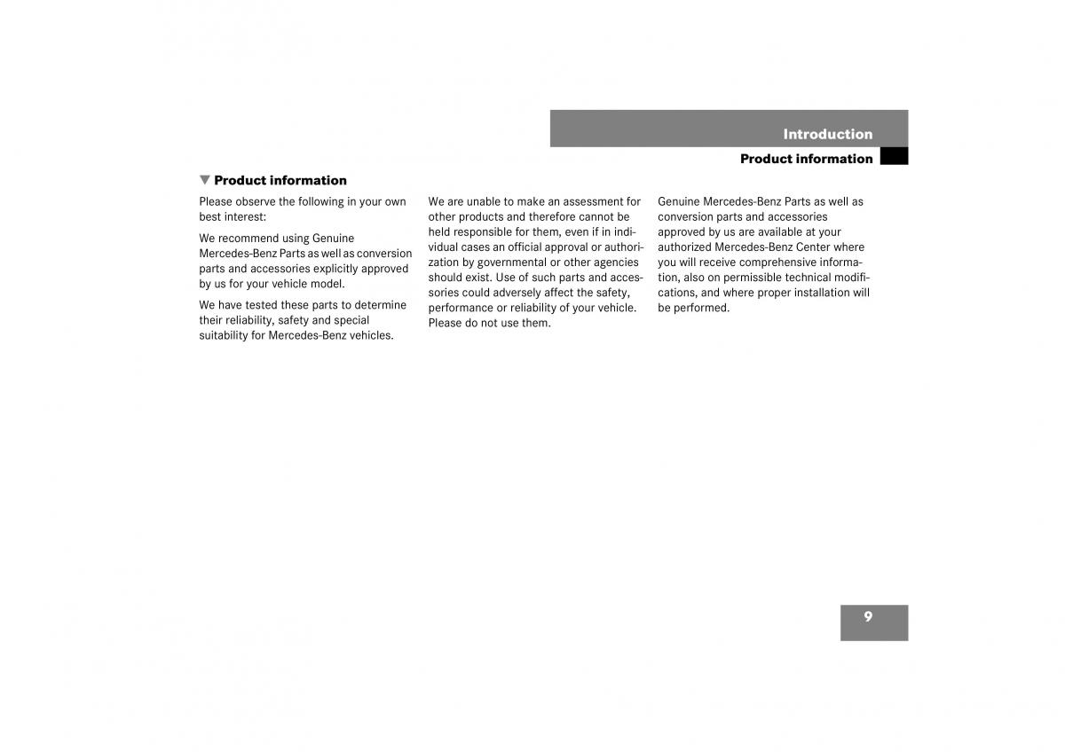 manual  Mercedes Benz E Class W211 owners manual / page 10